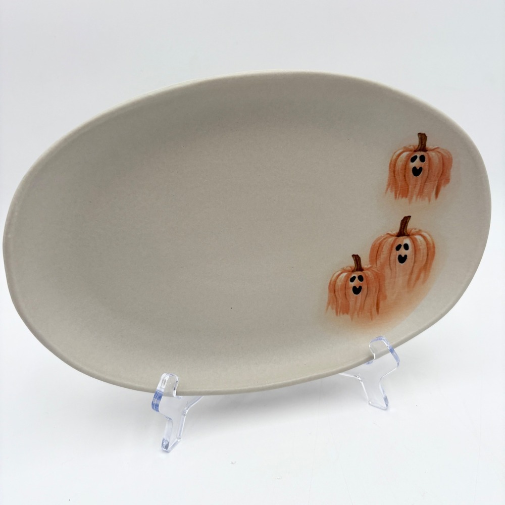Mesa Brasil Halloween Pumpkin Ghost Oval Platter Serving Dish Tray Decor